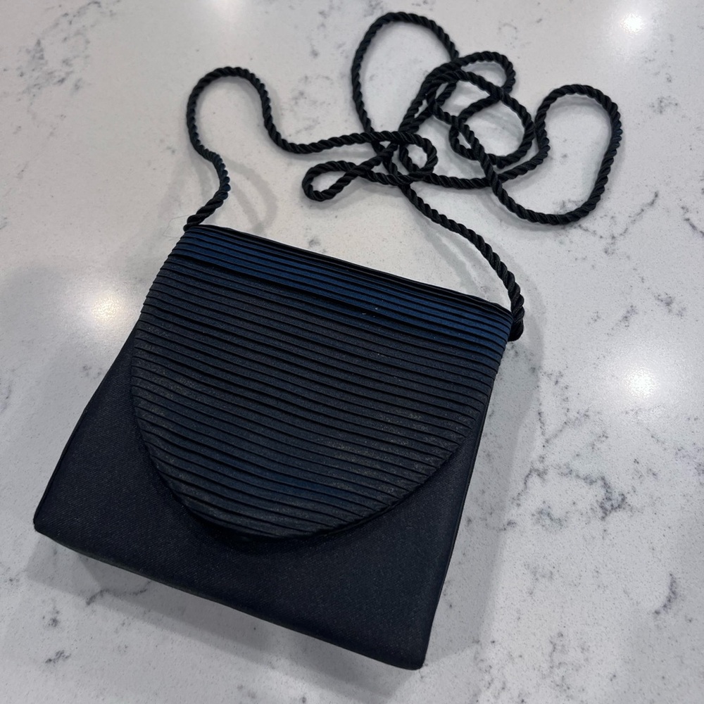 Elegant Black Satin Mini Crossbody Bag